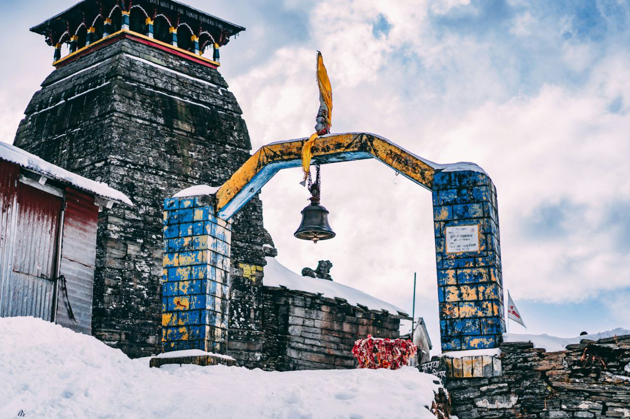 Snow-covered Tungnath temple during winter season